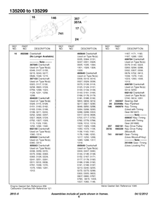 Crankshaft Diagram and Parts List for 135207-0325-XX  Briggs and Stratton Engine